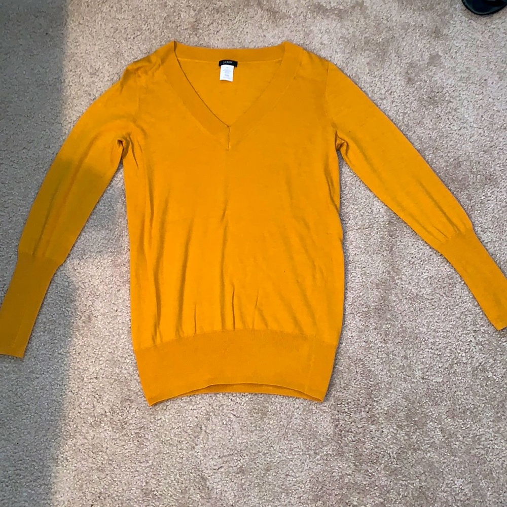 J. Crew mustard v-neck sweater, XS